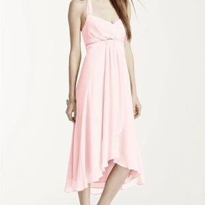 David’s Bridal Elegant Pink Halter/High Low Bridesmaid Dress